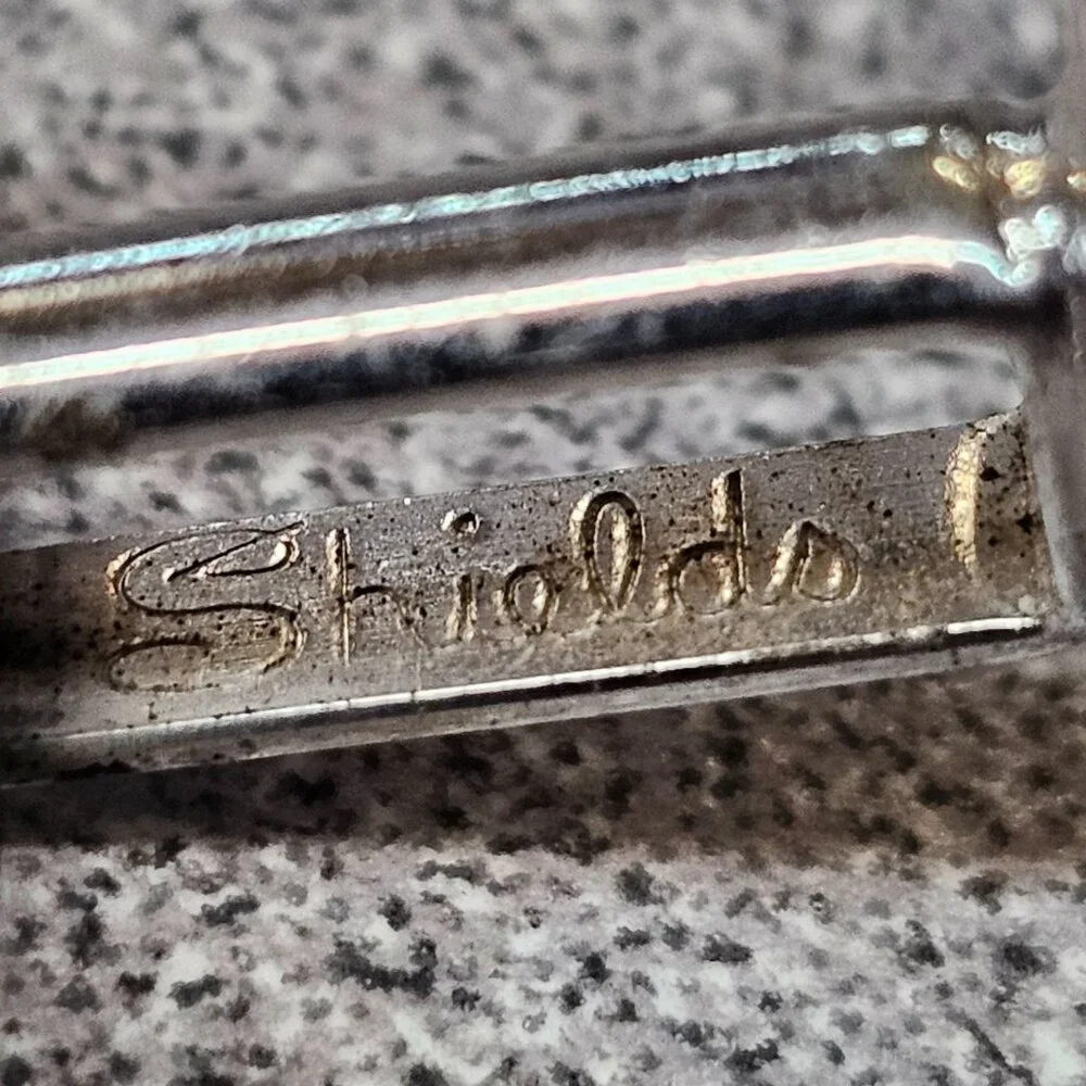 Shields Silvertone Etched Cufflinks Rectangle Men Vintage MCM Jewelry Accessory
